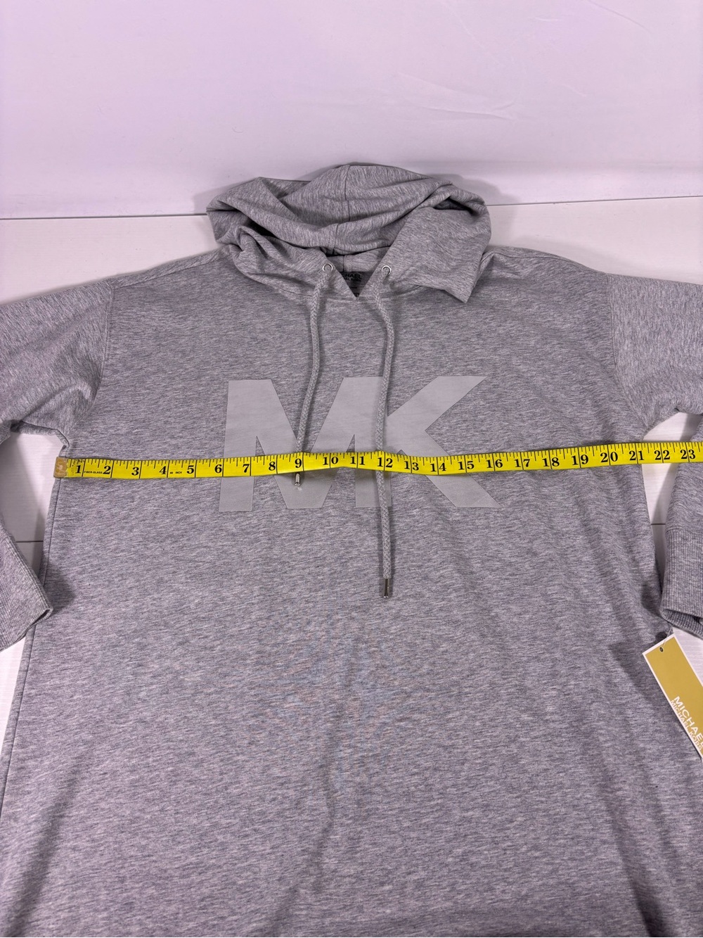 NWT Michael Kors Hoodie Dress Gray MK Logo Sweatshirt Dress Size Medium - Picture 4 of 9